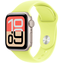 Apple Watch SE 3 2025 40mm Aluminium Case with Sport Band, Starlight/Neon Yellow - фото 1
