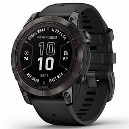 Умные часы Garmin FENIX 7 PRO Sapphire Solar, титановый с черным ремешком (010-02777-11/10) - фото 1