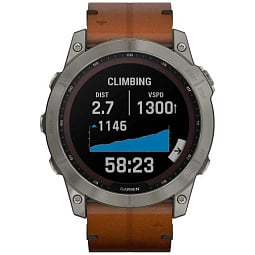 Умные часы Garmin FENIX 7X Sapphire Solar титановый черный с коричневым кожаным ремешком (010-02541-19) - фото 2