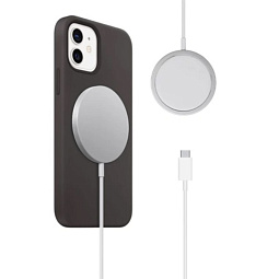 Беспроводное зарядное устройство MagSafe COTECi CS5702 MagSafe Charger с Кабелем Type-C, 15W, silver - фото 3