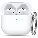 Фото Чехол для AirPods 4 силиконовый белый с карабином