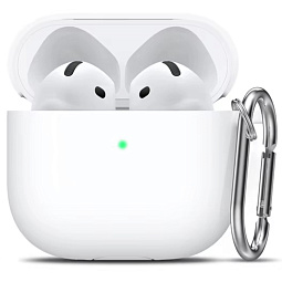 Чехол для AirPods 4 силиконовый белый с карабином - фото 1