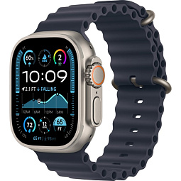 Apple Watch Ultra 2 (2024) 49mm Natural Titanium Case with Navy Ocean Band, MX4D3LW/A - фото 1