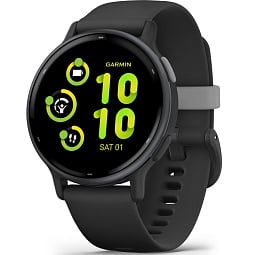 Умные часы Garmin VIVOACTIVE 5, черные с серым безелем и силиконовым ремешком (010-02862-10) - фото 1