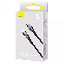 Type-C Кабель Baseus Glimmer Series Fast Charging Data Cable Type-C to Type-C 100W 1m (CADH000701), Black - фото 6