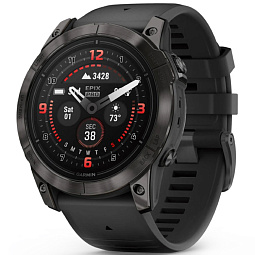 Умные часы Garmin EPIX PRO (Gen 2) Sapphire Edition 51 мм, титановый угольно-серый с черным силиконовым ремешоком (010-02804-01) - фото 1