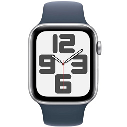 Apple Watch SE 2023 GPS 44mm Aluminum Case with Sport Band S/M, Silver/Storm Blue (Серебристый/синий), MREC3 - фото 2