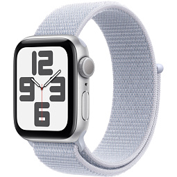 Apple Watch SE 2024 GPS 40mm Aluminium Case with Sport Loop, Silver/Blue Cloud (Серебристый/дымчато-голубой), MXEE3 - фото 1