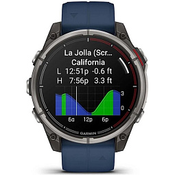 Умные часы Garmin Quatix 8 47mm AMOLED Sapphire, титановые с синим ремешком, (010-02904-51) - фото 6