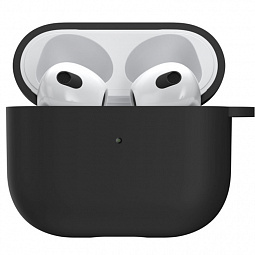 Чехол для AirPods 3 силиконовый Black  с карабином - фото 1