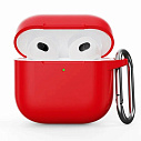 Фото Чехол для AirPods 4 силиконовый красный карабином