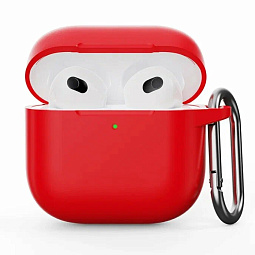 Чехол для AirPods 4 силиконовый красный карабином - фото 1