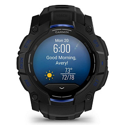 Умные часы Garmin INSTINCT 3 AMOLED 50mm Black with Black/Bolt Blue Band (010-03020-03) - фото 3