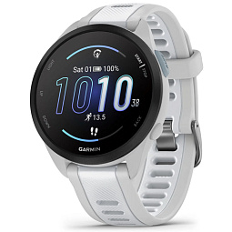 Умные часы Garmin Forerunner 165 Music, белый с серым ремешком (010-02863-31) - фото 1