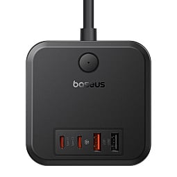 Быстрое настольное зарядное устройство 7 в 1: 3-Розетки+2U+2C 30W Baseus PowerCombo Cube Power Strip, длина кабеля 1.5 м EU (E00066400117-00) - фото 3