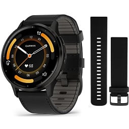 Умные часы Garmin Venu 3 Stainless Steel Bezel with Black Case Black Leather Strap + Silicone Band (010-02784-52) - фото 1