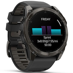 Умные часы Garmin FENIX 8 47mm Amoled Sapphire Carbon Gray DLC Titanium with Black/Pebble Gray Silicone Band (010-02904-29) - фото 3