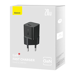 Зарядное устройство Baseus OS GaN5 Fast Charger Mini 1C 20W EU, черный (CCGN050101) - фото 6