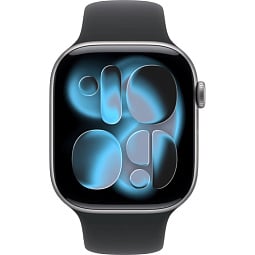 Apple Watch Series 11 46mm GPS Aluminum Case with Sport Band S/M, Space Grey/Black, MEV04LW/A - фото 2