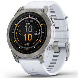 Умные часы Garmin EPIX PRO (Gen 2) Sapphire Edition 47 мм, титановый, белый DLC, белый ремешок (010-02803-21) - фото 1