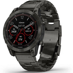Умные часы Garmin FENIX 7X Saphir Solar Титановый ремешок 2 ремня в комплекте, угольно-серый (010-02541-27) - фото 1