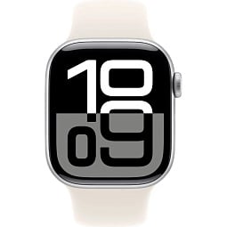 Apple Watch Series 10 42mm GPS Aluminum Case with Sport Band M/L, Silver/Starlight (MXLM3) - фото 2