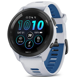 Умные часы Garmin Forerunner 265, с черным безелем и силиконовым белым ремешком (010-02810-11) - фото 1
