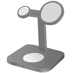 Беспроводное зарядное устройство COTECI WS-36 3 in 1 MagSafe Magnetic Wireless Fast Charger, Gray - фото 1