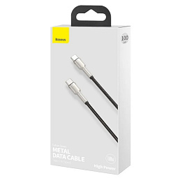 Кабель Baseus Cafule CATJK-C01, Type-C - Type-C, 5 А, 100 Вт, 1 м, черный - фото 3