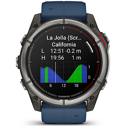 Умные часы Garmin Quatix 8 51mm AMOLED Sapphire, титановые с синим ремешком, (010-02905-91) - фото 4