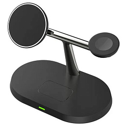 Беспроводное зарядное устройство COTECI WS-39 3 in 1 MagSafe Stand Wireless Fast Charger, Black - фото 2