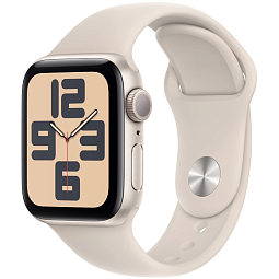 Apple Watch SE 2023 GPS 44mm Aluminium Case with Sport Band M/L, Starlight (Сияющая звезда), MRE53 - фото 1