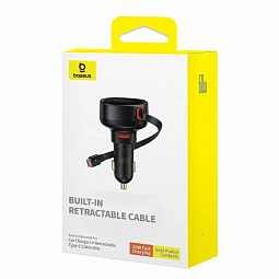 Автомобильное зарядное устройство Baseus Built in Retractable Cable Usb Port Type-C Cable 60W CCTXP-UC P00057800111-00 - фото 4