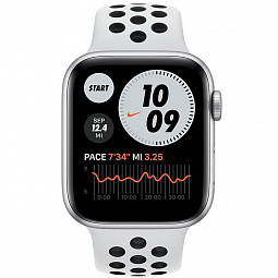 Apple Watch Nike SE GPS 44mm Silver Aluminium Case with Pure Platinum/Black Nike Sport Band (MYYH2/MKRW3/MKQ73) - фото 2
