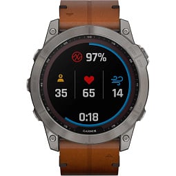 Умные часы Garmin FENIX 7X Sapphire Solar титановый черный с коричневым кожаным ремешком (010-02541-19) - фото 5