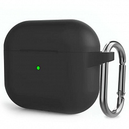Чехол для AirPods 3 силиконовый Black  с карабином - фото 2