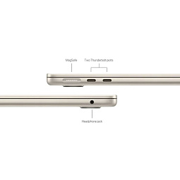 13.6" Ноутбук Apple MacBook Air 13 2025 2560x1664, Apple M4, RAM 16 ГБ, SSD 256 ГБ, 10C CPU/8C GPU, macOS, Starlight (Z1CV0002T) - фото 6