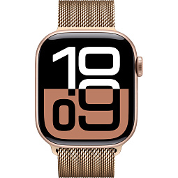 Apple Watch Series 10 46mm GPS Aluminum Case with Milanese Loop, Rose Gold/Gold - фото 2