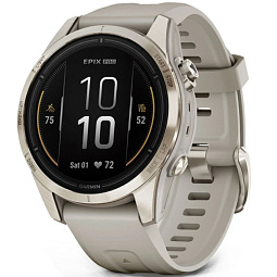 Умные часы Garmin EPIX PRO (Gen 2) Sapphire Edition 42 мм, золотистый корпус со светло-песочным ремешком (010-02802-11) - фото 1