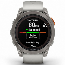 Умные часы Garmin FENIX 7 PRO Sapphire Solar, титановый серый с серо-оранжевым ремешком (010-02777-21) - фото 2