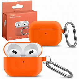 Чехол для AirPods 3 силиконовый Оранжевый с карабином - фото 2