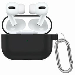 Чехол силиконовый для AirPods Pro 3 черный с карабином - фото 1