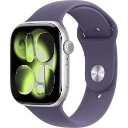 Apple Watch Series 11 46mm GPS Aluminum Case with Sport Band M/L, Silver/Purple Fog, MEVA4LW/A - фото 1