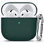 Чехол для AirPods 4 силиконовый темно-зеленый с карабином - фото 2