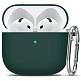 Чехол для AirPods 4 силиконовый темно-зеленый с карабином