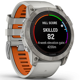 Умные часы Garmin FENIX 7X PRO Sapphire Solar, титановый с дымчато-серым оранжевым ремешком (010-02778-15) - фото 3