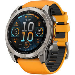 Умные часы Garmin FENIX 8 51mm Amoled Sapphire Titanium Spark Orange (010-02905-11) - фото 1