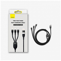 Кабель для быстрой зарядки Baseus Two-for-Three (U+C) to microUSB 18W/Lightning 20W/Type-C 100W, 1.2m, Черный, CASS030101 - фото 10
