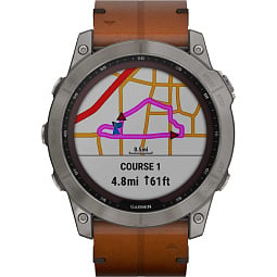 Умные часы Garmin FENIX 7X Sapphire Solar титановый черный с коричневым кожаным ремешком (010-02541-19) - фото 7