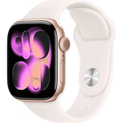 Apple Watch Series 11 42mm GPS Aluminum Case with Sport Band M/L, Rose Gold/Light Blush, MEU44 - фото 1